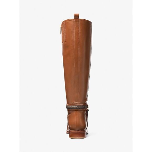MICHAEL KORS MINDY LEATHER SIGNATURE LOGO TRIM KNEE HIGH BOOT NEW IN BOX SZ 7WS - Picture 4 of 10